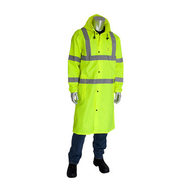 Protective Industrial Products PIP Falcon Viz Hi-Vis ANSI Type R Class 3 Value All Purpose 48 In. Raincoat