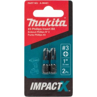 Makita Impact X #3 Phillips 1 Insert Bit 2/pk, large image number 2