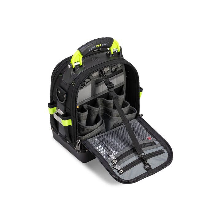 Veto Pro Pac 35 Lbs Medium Zippered Tech Tool Backpack, Black/Hi-Viz Yellow , large image number 10