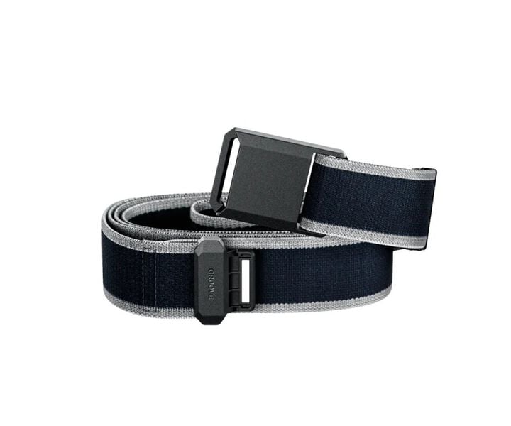Groove Life Flex Adjustable Belt Abyss Navy and Gray Stripe with Black Buckle OSFM, large image number 1