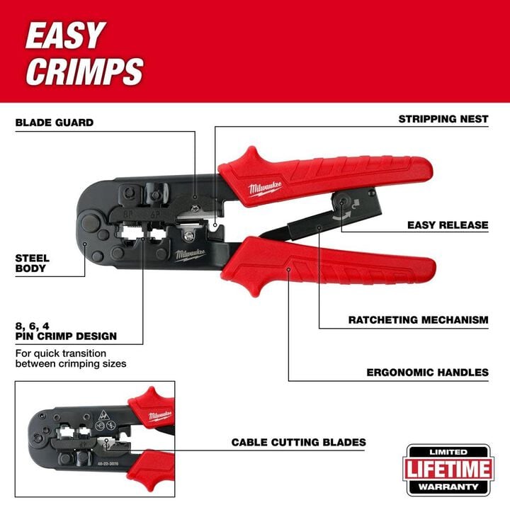 Milwaukee Ratcheting Modular Crimper & Stripper, large image number 1
