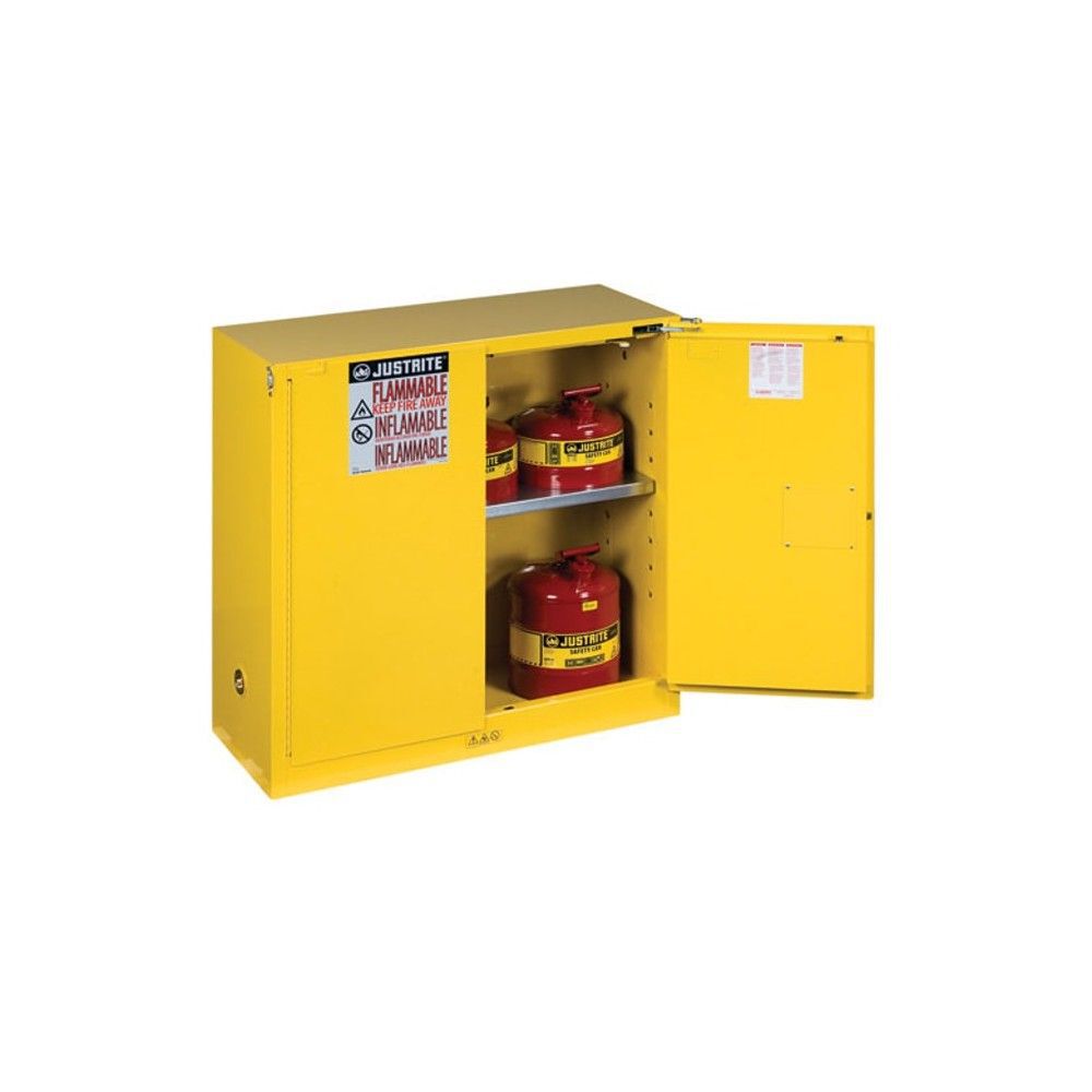 Justrite 30 Gallon Yellow Steel Self Close Flammable Cabinet, large image number 4