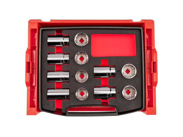 Tekton 1/2 Inch Shallow and Deep 12 Pieces Sockets, Drawer, 33-38 mm, 12 Pieces, large image number 0