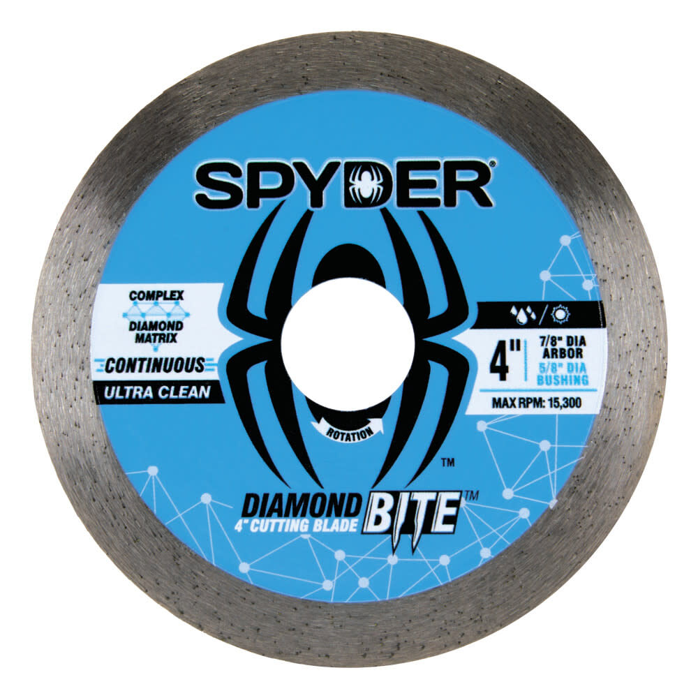 Spyder 4 Inch Wet/Dry Continuous Rim Diamond Blade for Angle Grinders, large image number 1