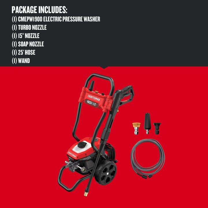 CRAFTSMAN 1900 PSI 1.2 GPM Electric Cold Water Pressure Washer with 3 Spray Nozzles, large image number 4