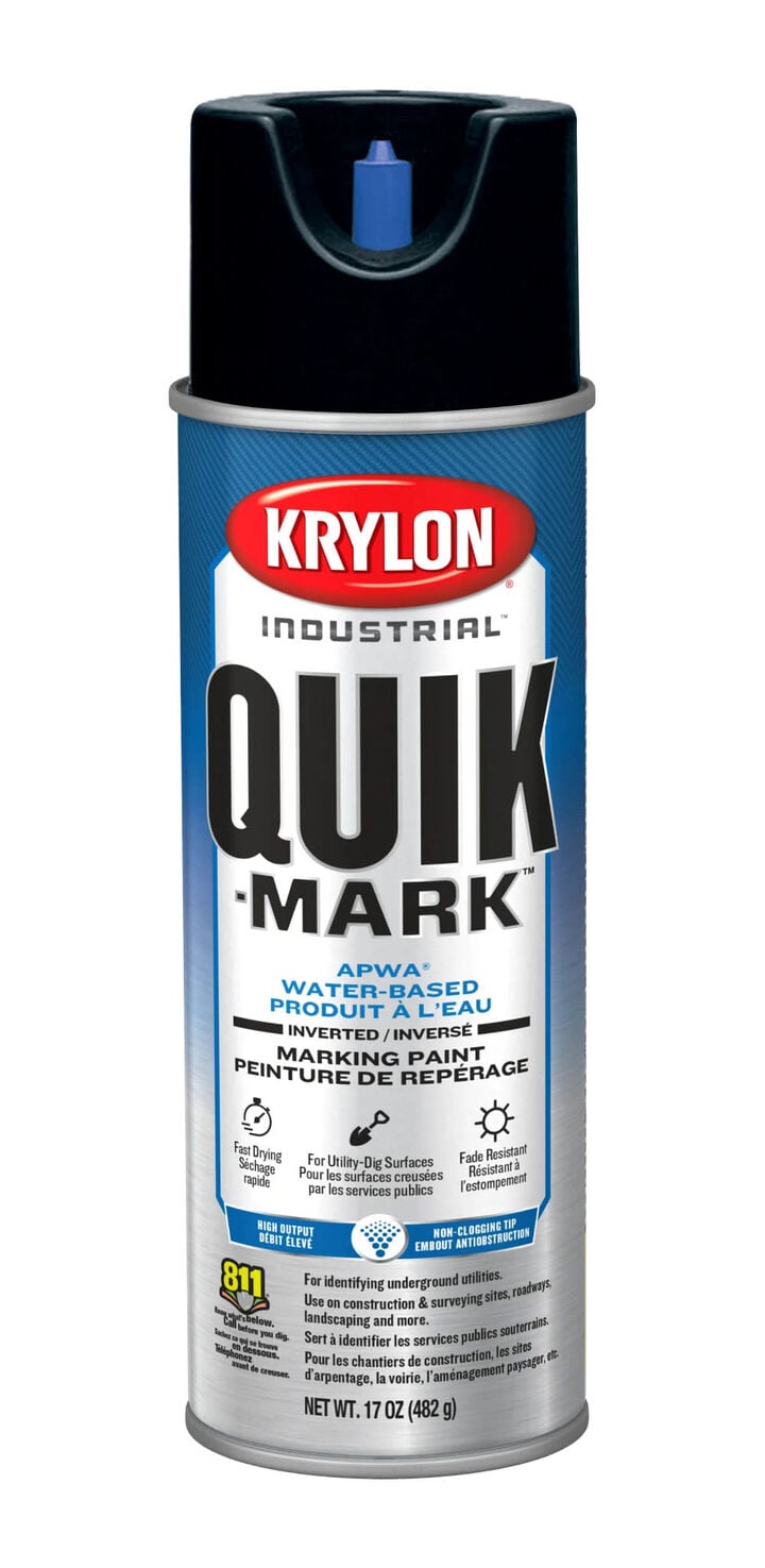 Krylon Quik-Mark 17 Oz Fluorescent Caution Blue Inverted Marking Paint