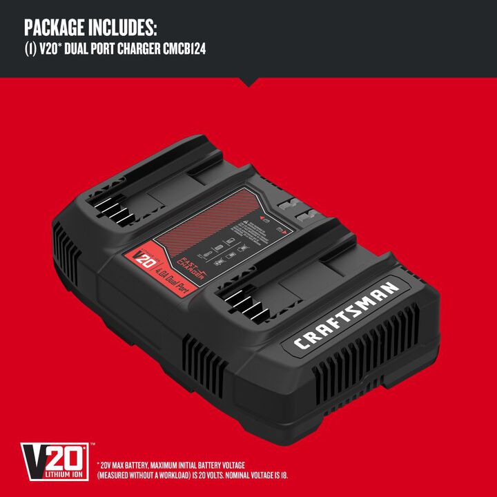 CRAFTSMAN V20 Lithium Ion Dual-Port Charger, large image number 2