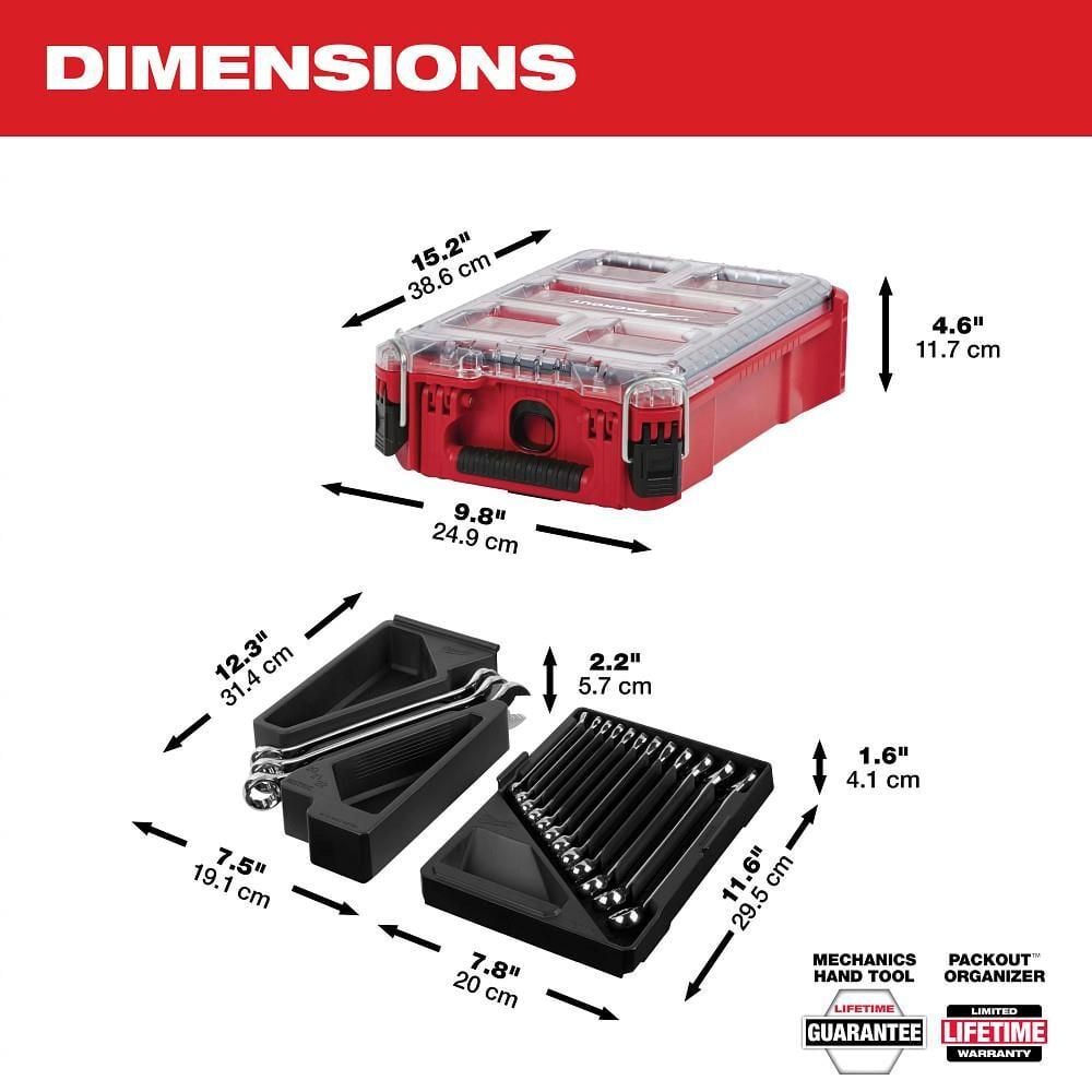 Milwaukee Metric Combination Wrench Set with PACKOUT Compact Organizer 15 Piece, large image number 7