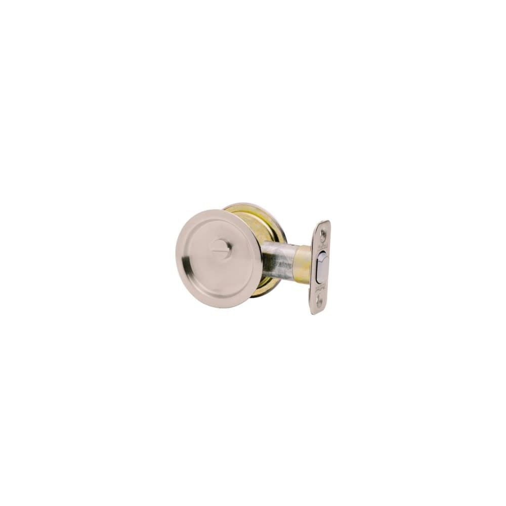 Kwikset Satin Nickel Round Pocket Door Privacy Lock – 93350-024