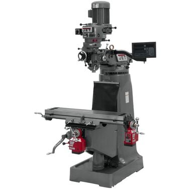JET JTM-1 Mill with 3-Axis Newall DP700 Dro with x and y Axis powerfeeds, large image number 0