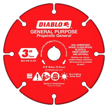 Diablo Tools 3" Carbide Grit Cut Off Wheel for Multi Materials