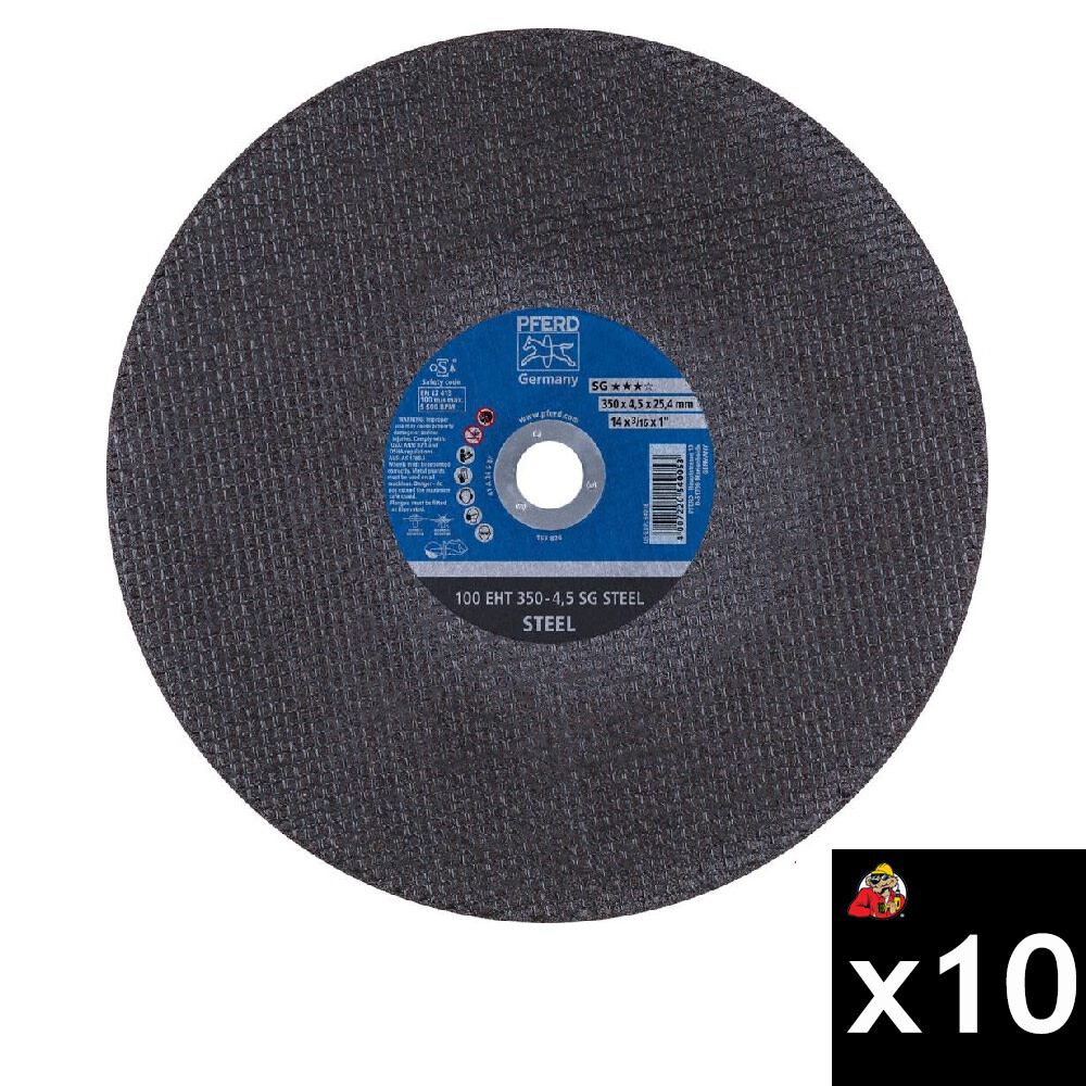 Pferd 14 Inch x 3/16 Inch x 1 Inch, SG STEEL, T1, Aluminum Oxide Cut-Off Wheel Bundle, 10 Pieces, large image number 1
