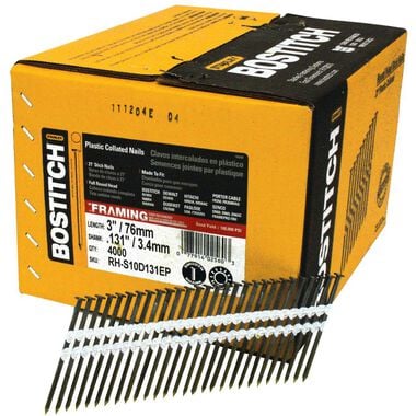 Bostitch 4000-Qty. 3 In. x .131 Smooth Shank 21 Degree Plastic Collated Stick Framing Nails
