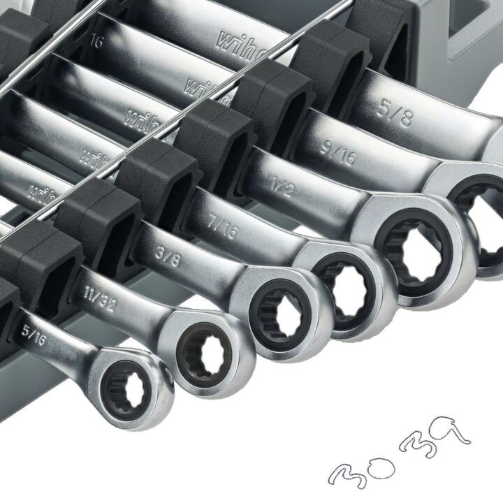 Wiha Combination Ratchet Wrench Set SAE 7pc, large image number 2