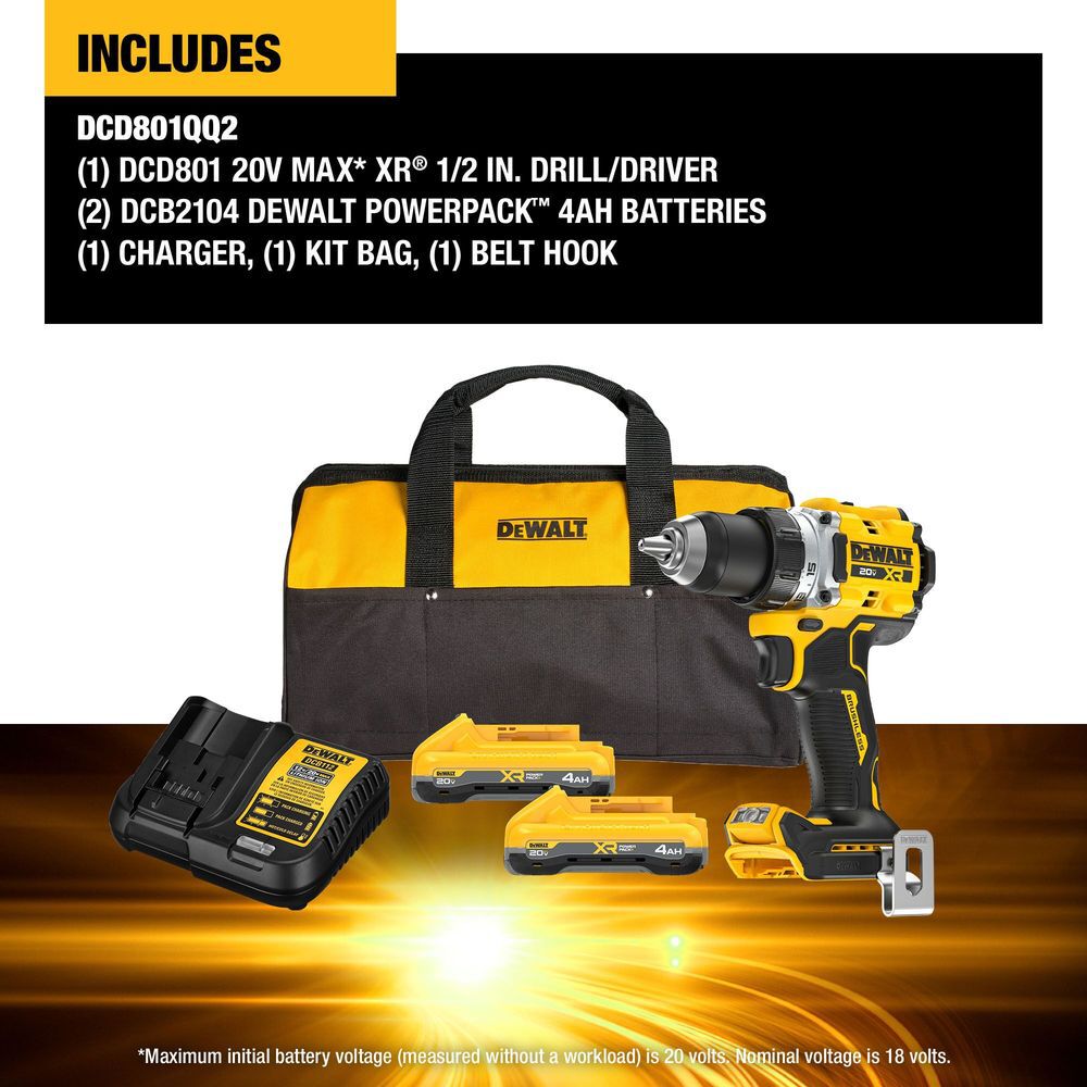 DEWALT 20V MAX XR Brushless Cordless 1/2 Inch Drill/Driver Kit With POWERPACK Batteries, large image number 3