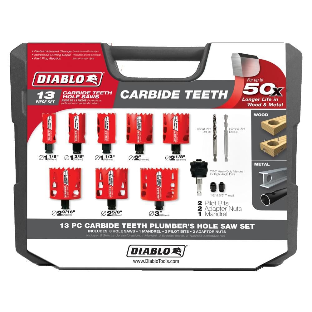 Diablo Tools 13 pc Carbide Plumbers Hole Saw Set DHS13SPLCT from Diablo