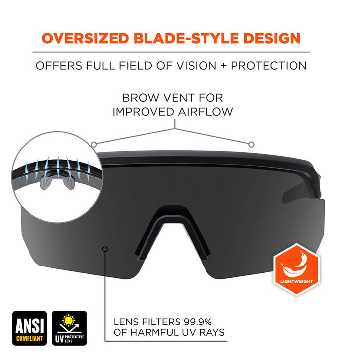 Ergodyne Skullerz AEGIR Safety Glasses Smoke Lens Matte Black Frame Anti-Fog, large image number 1