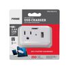 Prime 3 Prong 1 Outlet with 1 Port USB Charger, small image number 2