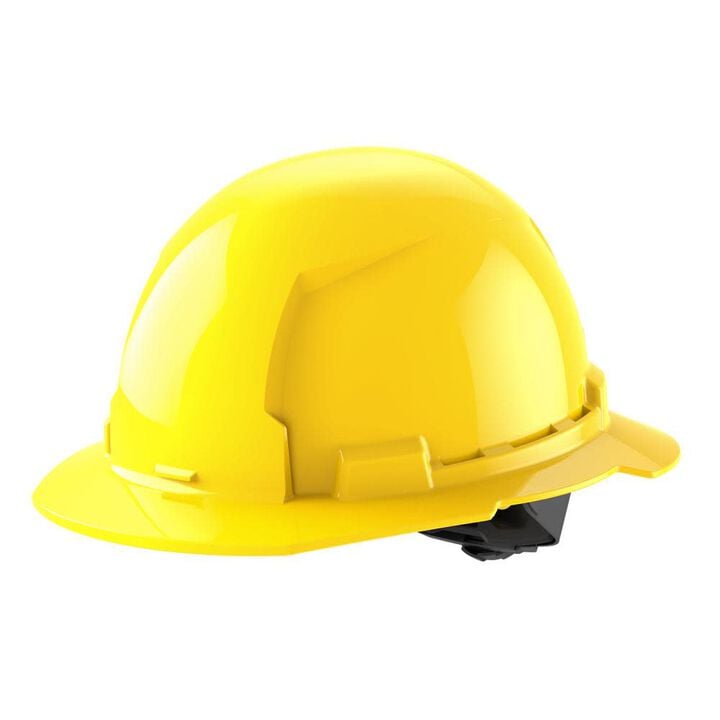 Milwaukee White Full Brim Hard Hat with 4pt Ratcheting Suspension Type 1 Class E Yellow