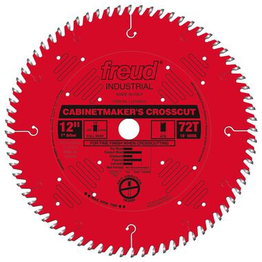Freud 12 In. x 72T Cabinetmakers Crosscut Blade, large image number 0
