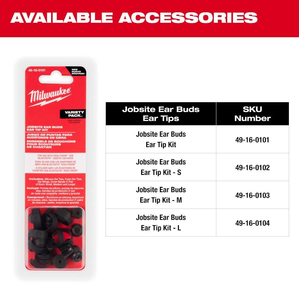 Milwaukee REDLITHIUM USB Bluetooth Jobsite Ear Buds, large image number 10