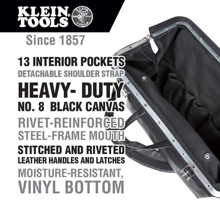 Klein Tools Deluxe Black Canvas Tool Bag 18-Inch, large image number 1