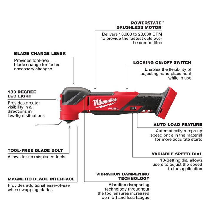 Milwaukee M18 FUEL Oscillating Multi Tool Reconditioned (Bare Tool), large image number 2