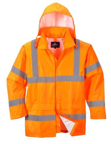 Portwest Orange Hi-Vis Rain Jacket - Small