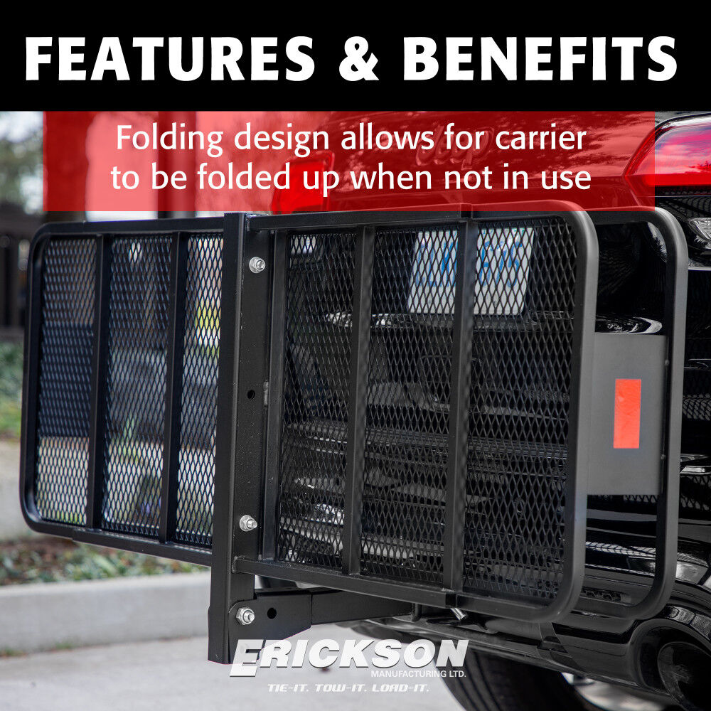 Erickson Mfg Heavy-Duty Folding Steel Hitch Cargo Carrier, 500 lb Capacity 60 Inch x 20 Inch, large image number 3