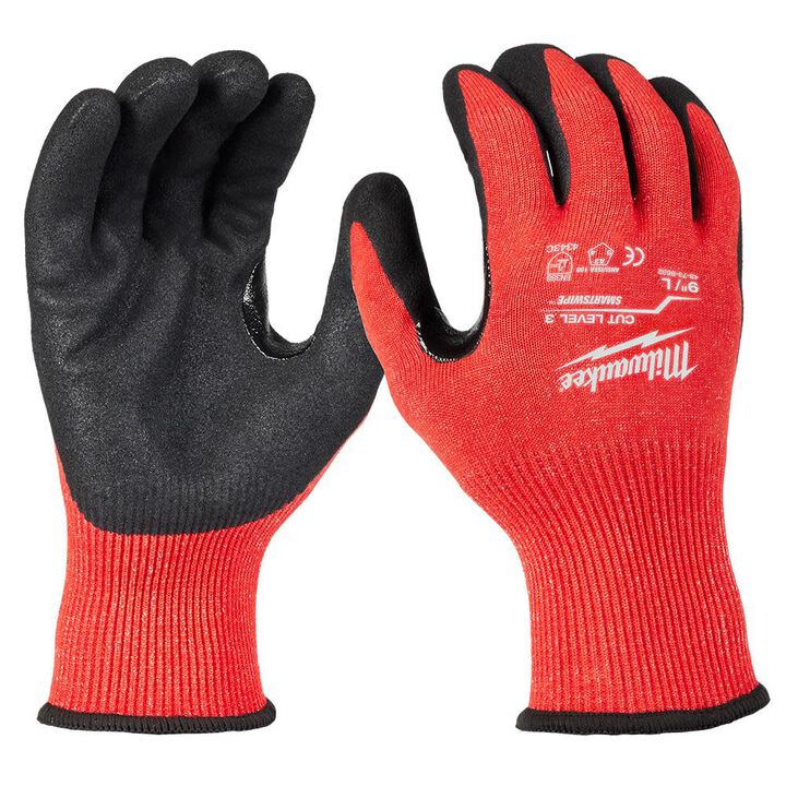 Milwaukee Cut Level 3 Nitrile Dipped Gloves, Red, Large