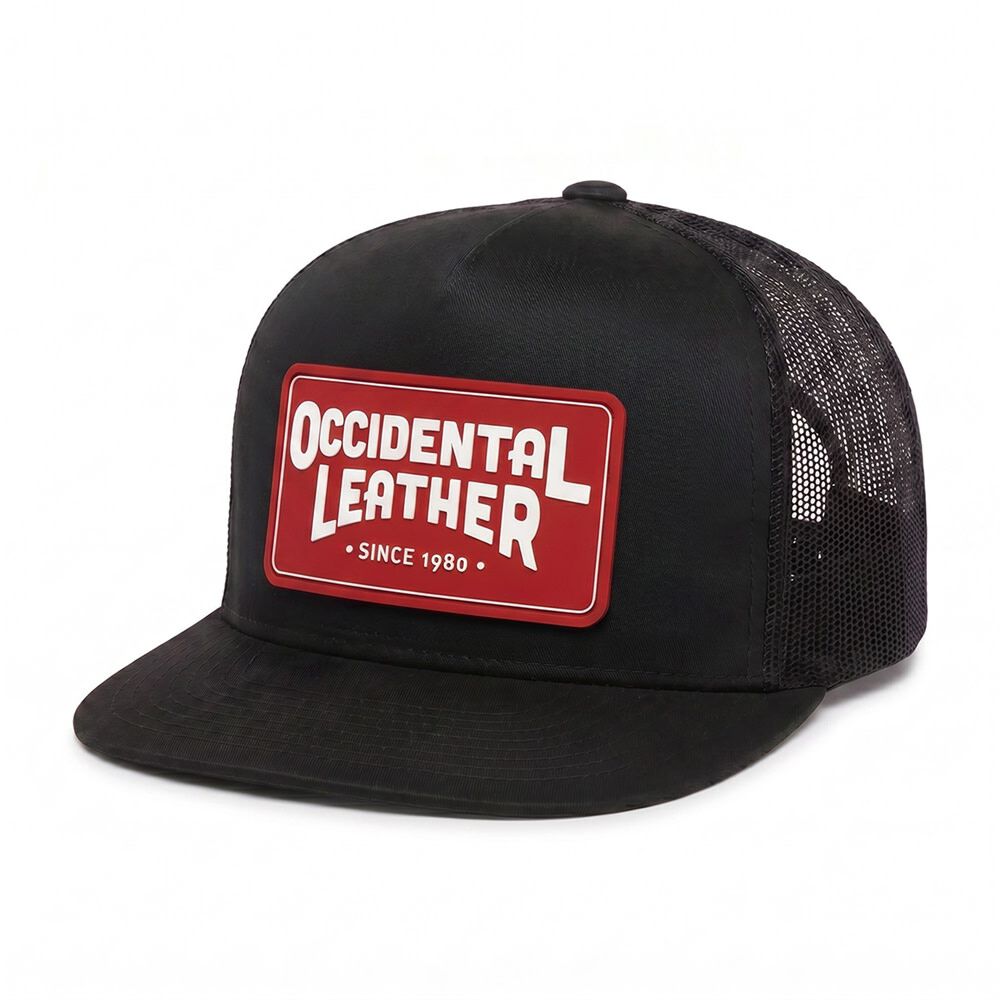 Occidental Leather Oxy Flatbill Trucker Hat Black with Red Patch OSFM, large image number 1