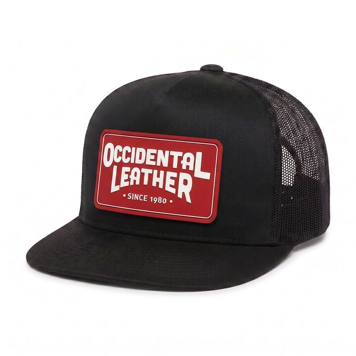 Occidental Leather Oxy Flatbill Trucker Hat Black with Red Patch OSFM