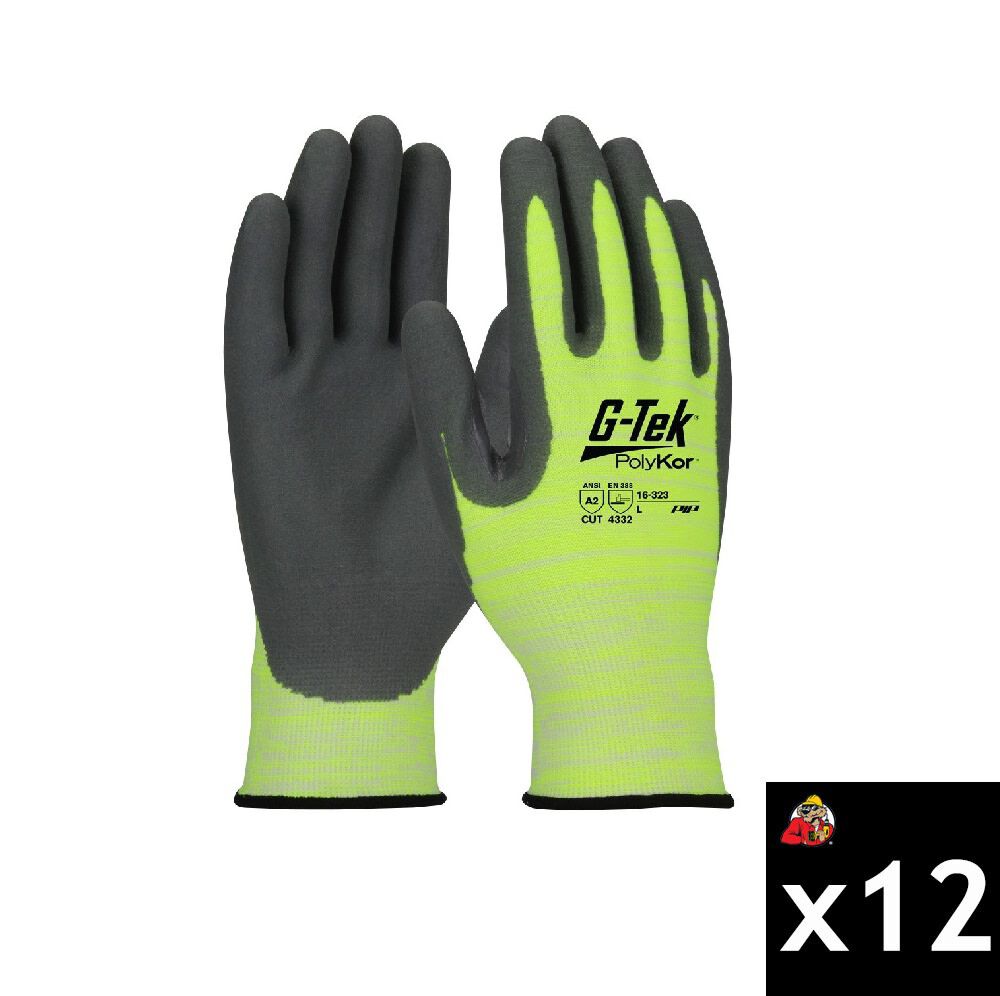 Protective Industrial Products G-Tek PolyKor Blended Gloves, 12 Pairs, Hi-Vis Yellow, large image number 1