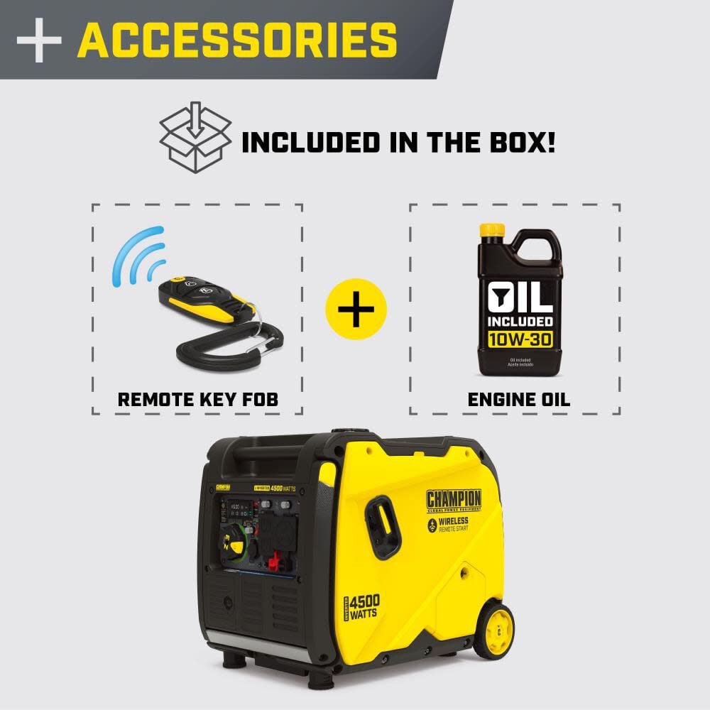 Champion Power Equipment 4500-Watt Wireless Remote Start Gas Powered 49 State RV Ready Portable Inverter Generator with Quiet Technology, large image number 4
