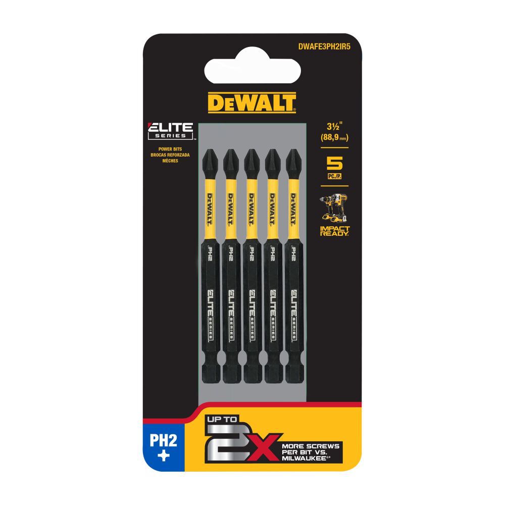 DEWALT ELITE SERIES 3-1/2 Inch PH2 Bits 5 Pieces, large image number 9
