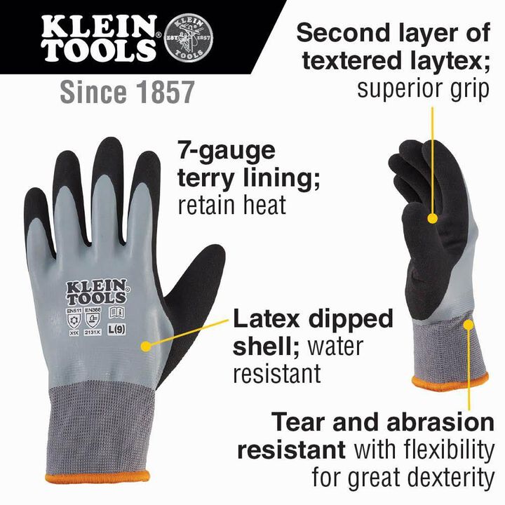 Klein Tools Thermal Dipped Gloves Large, large image number 1