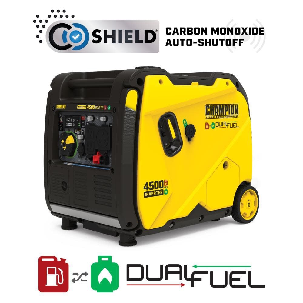 Champion Power Equipment 4, 500 Watt Dual Fuel 49-State Portable Inverter Generator with CO Shield – 201319