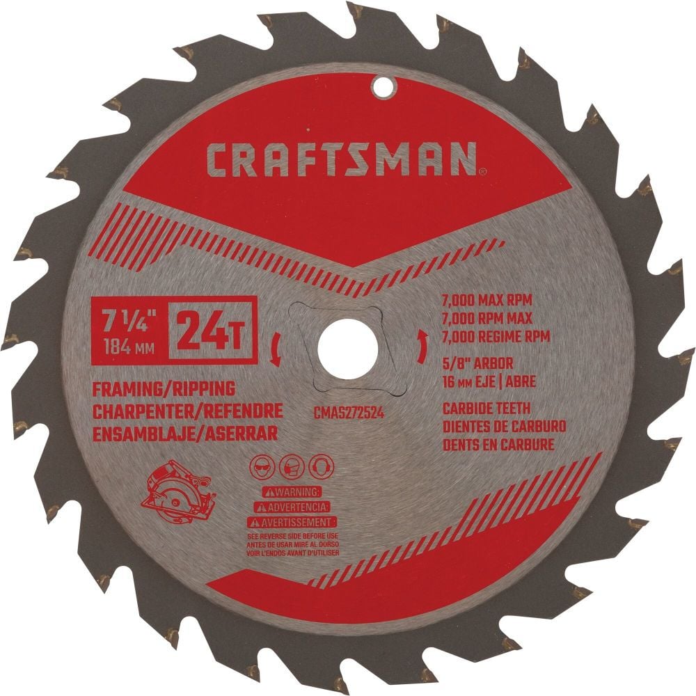 CRAFTSMAN 7-1/4 Inch 24T Framing/Ripping Saw Blade - CMAS272524