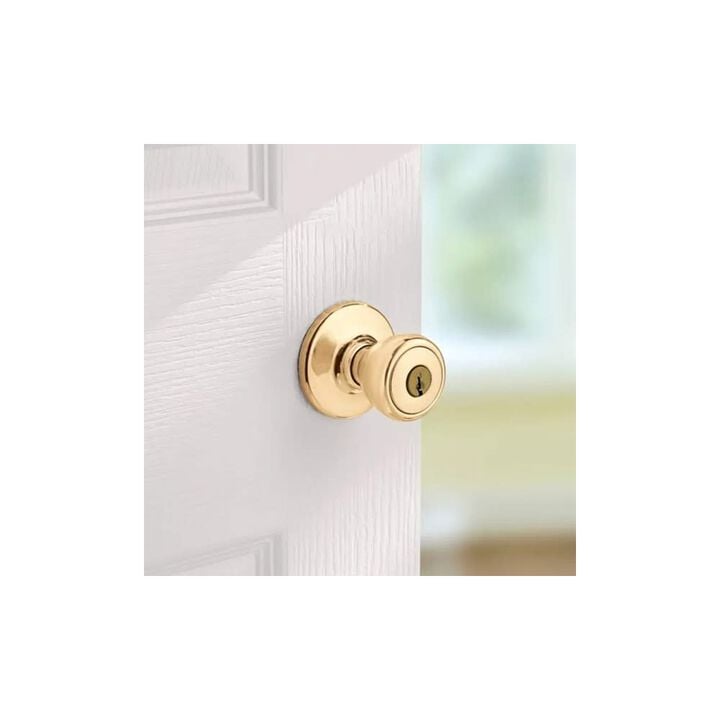 Kwikset Polished Brass Security Keyed Entry Exterior Tylo Lockset Knob, large image number 3