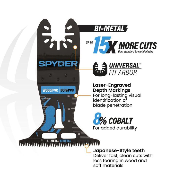 Spyder 2-1/2 Inch Universal Fit Bi-Metal Osc Blade for Clean Wood and PVC, large image number 2