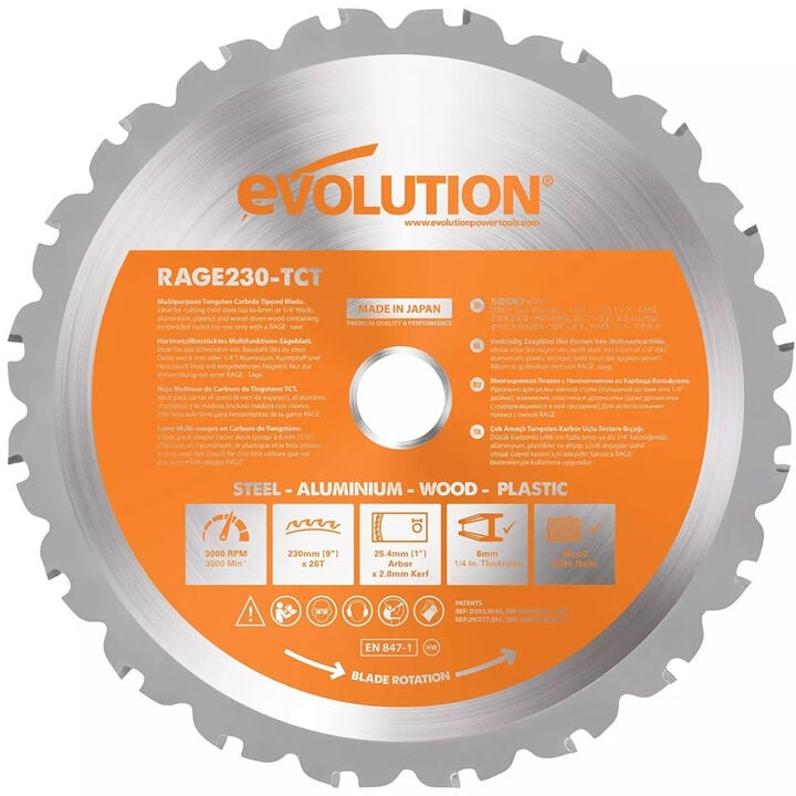 Evolution Power Tools 9in x 26T Multi-Purpose Cutting Circular Saw Blade