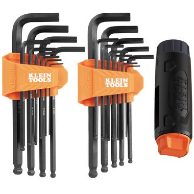 Klein Tools Standard Hex Key Set, SAE/MM, 22 Piece