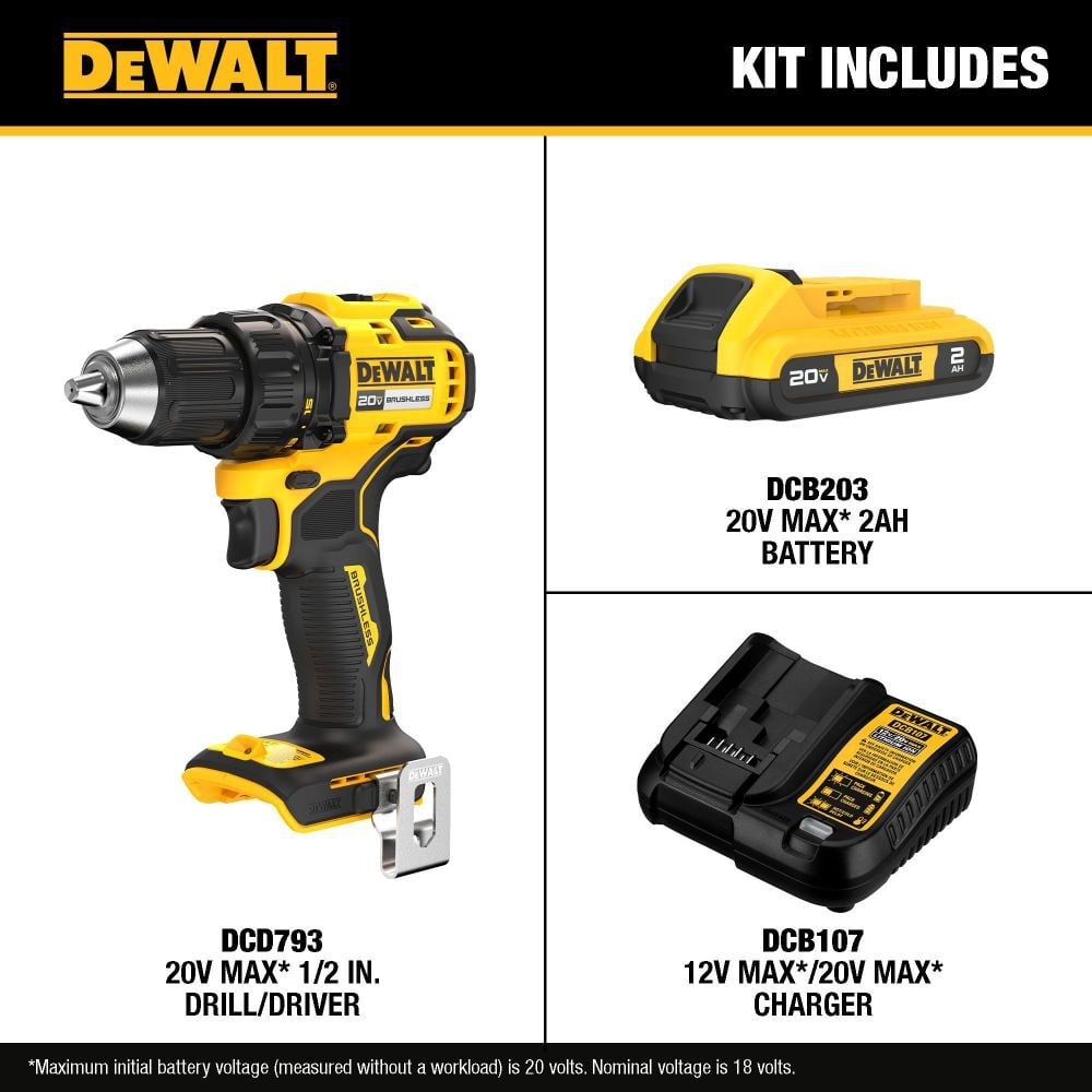 DEWALT 20V MAX Brushless Cordless 1/2 Inch Drill/Driver Kit, large image number 4