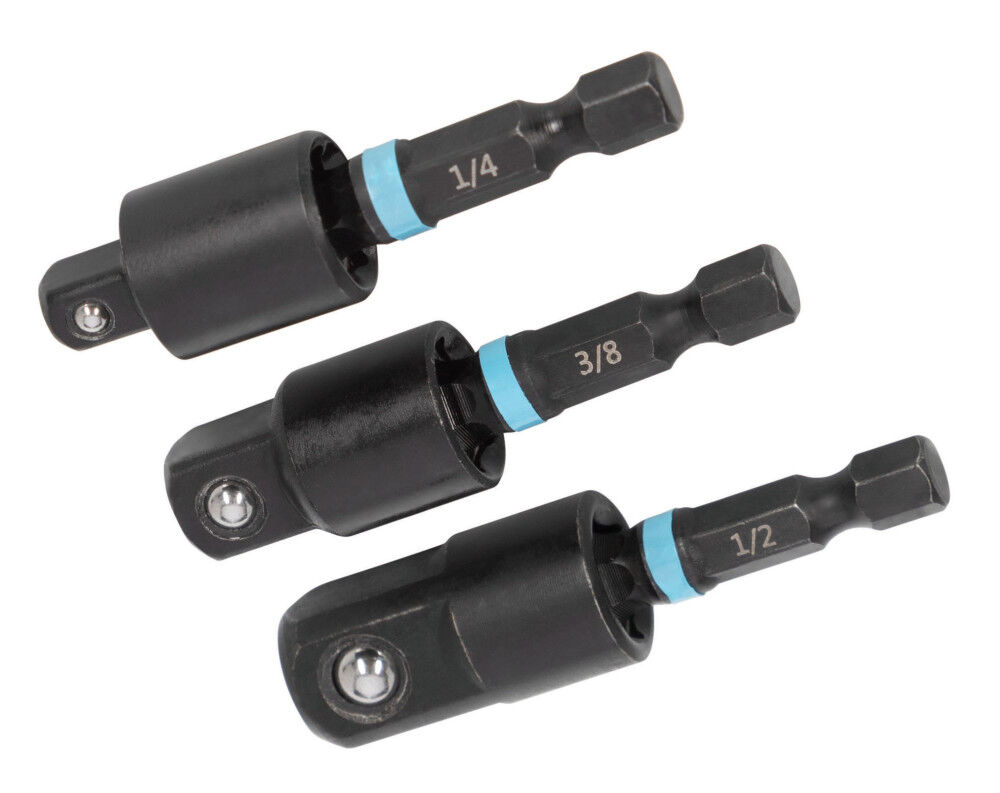 Spyder 3 Inch Swivel Joint Socket Adapter Set, 1/4, 3/8, and 1/2 Inch, 3 Pieces, large image number 4