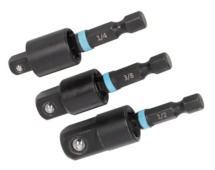 Spyder 3 Inch Swivel Joint Socket Adapter Set, 1/4, 3/8, and 1/2 Inch, 3 Pieces, large image number 3