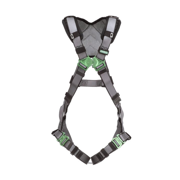 MSA Safety Works V-FIT Harness, Back D-Ring, Quick-Connect Leg Straps, Shoulder Padding, Standard Size