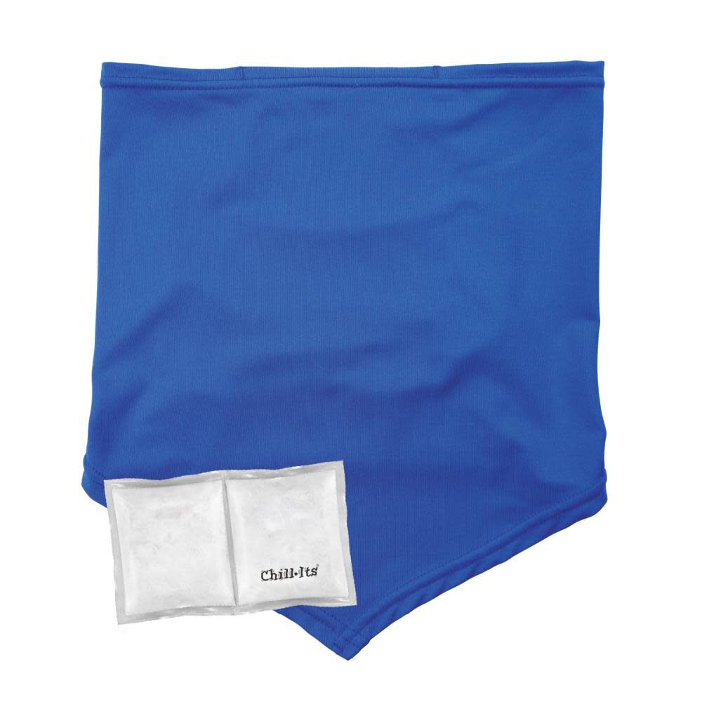 Ergodyne Chill Its 6482 Cooling Neck Gaiter Bandana with Pocket Blue & Ice Packs, large image number 1