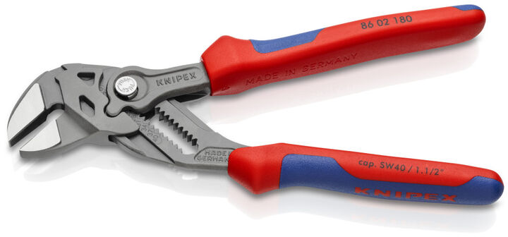 Knipex 7-1/4 Inch Steel Pliers Wrench with Multi-Component Handle, large image number 1