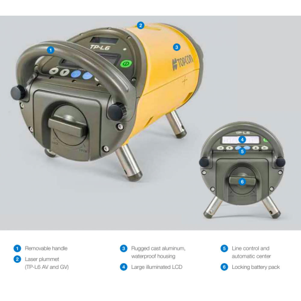 Topcon TP-L6BG Green Beam Utility Pipe Laser with LED Plumb