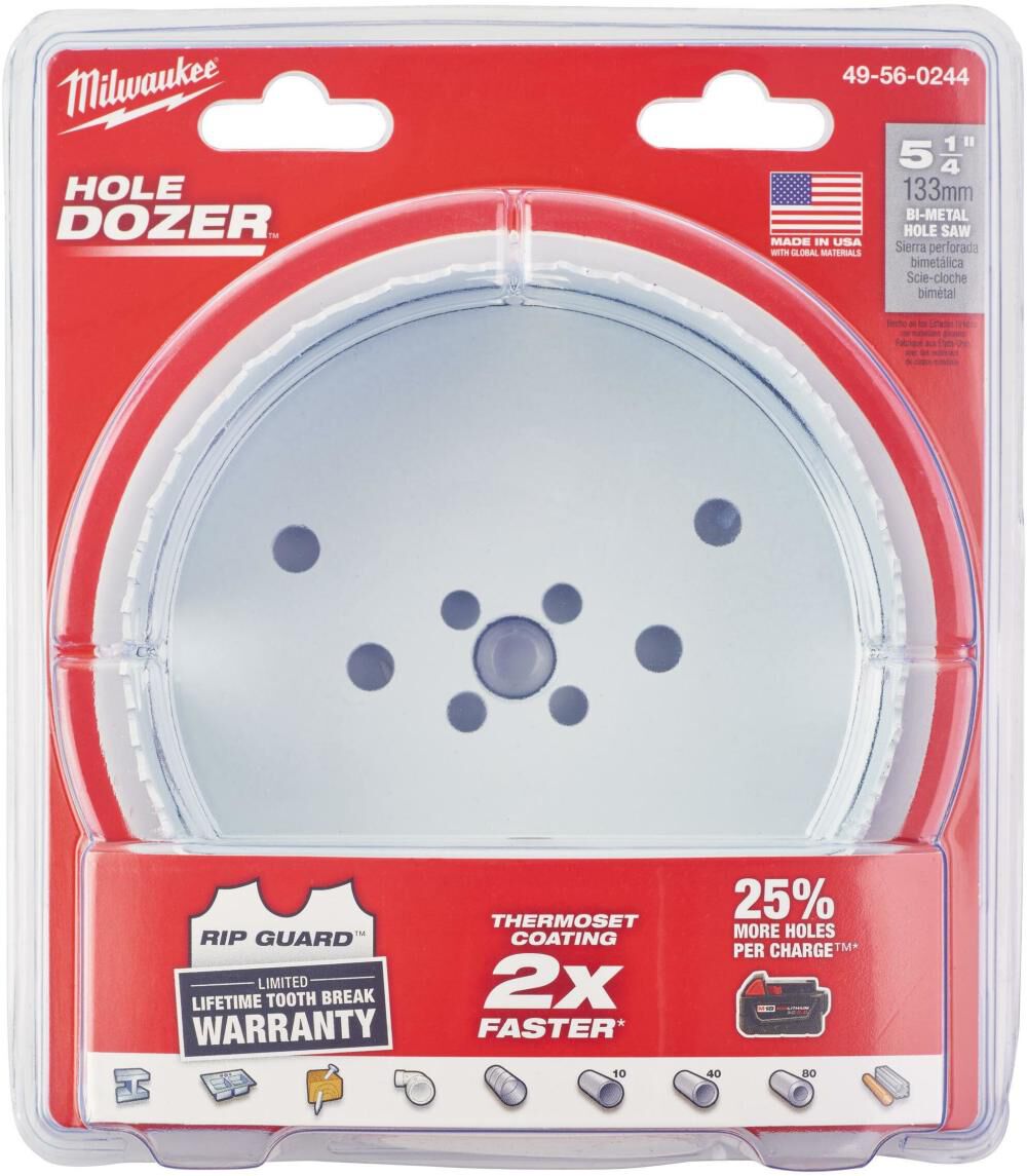 Milwaukee 5-1/4 Inch 3.5 TPI HOLE DOZER Bi-Metal Hole Saw Bundle, 5 Pieces, large image number 2